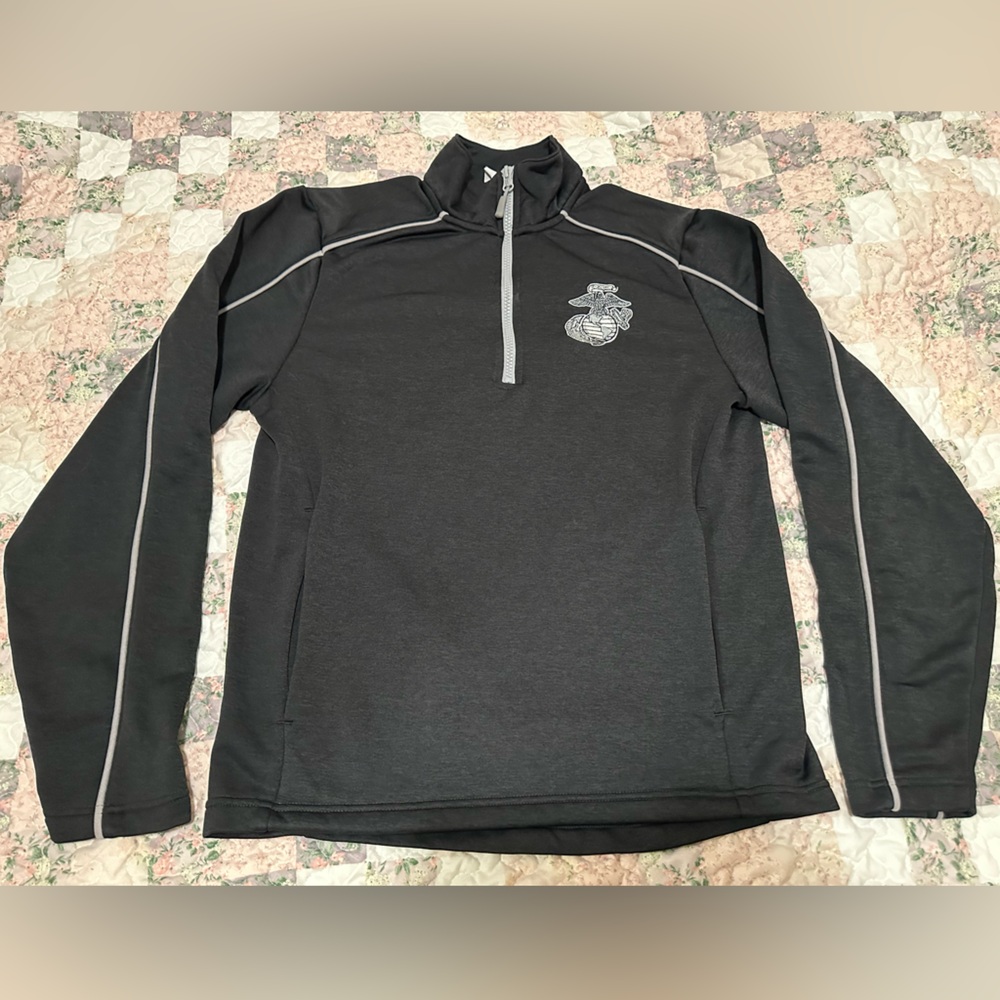 Champion Men's US Marine Corps Quarter Zip Athletic Workout Gym Pullover Sweater